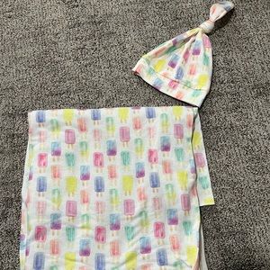 Copper Pearl swaddle and hat set